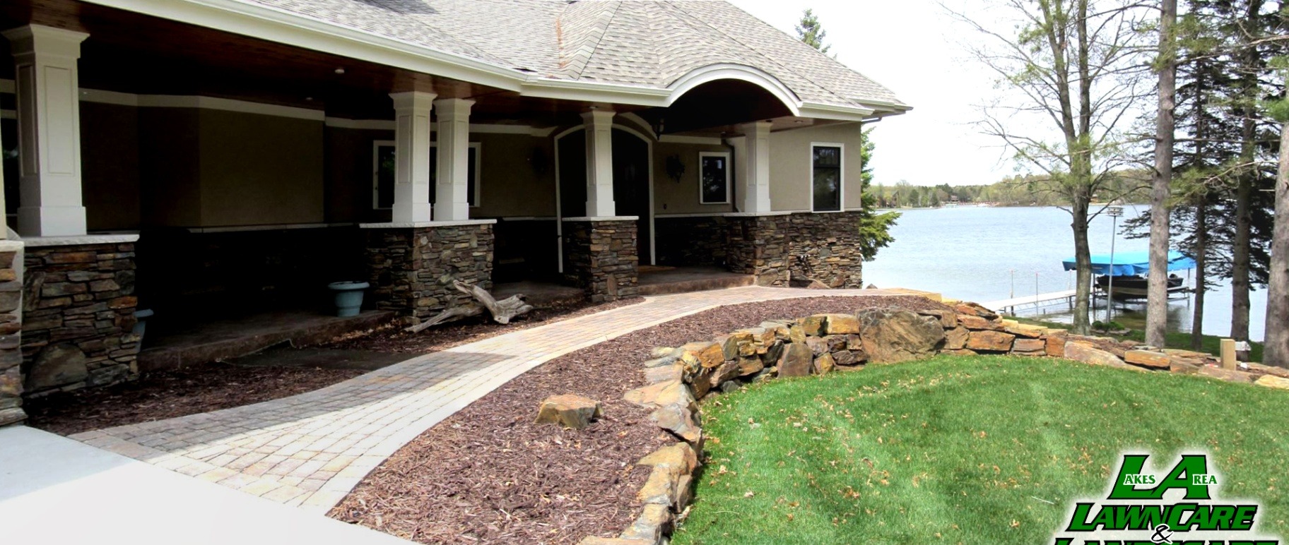 Gladwin residence paver entrance walkway with stone accents